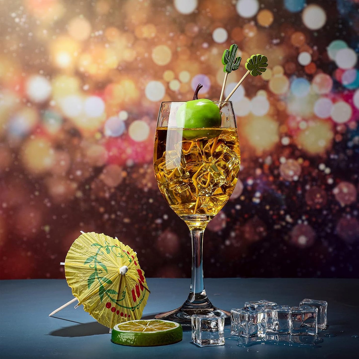 160 Pcs Cocktail Drink Decoration Accessories 60 Drink Cocktail Umbrellas 100 Fruit Picks Summer Coconut Palm Colorful Bamboo Toothpicks Tropical Luau Hawaiian Beach Party Decorations