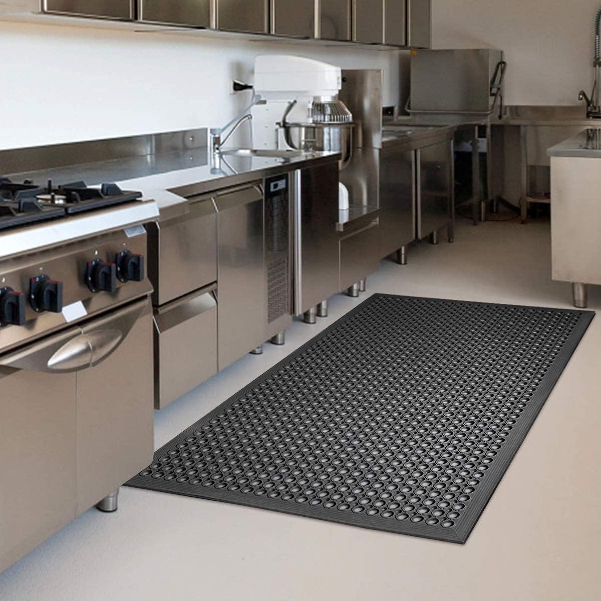 Rubber Floor Door mat Anti-Fatigue Commercial Restaurant Floor Mats 36" x 60" New Heavy Duty Non Slip Rubber Kitchen Drainage Mat Black Bar Floor Mat