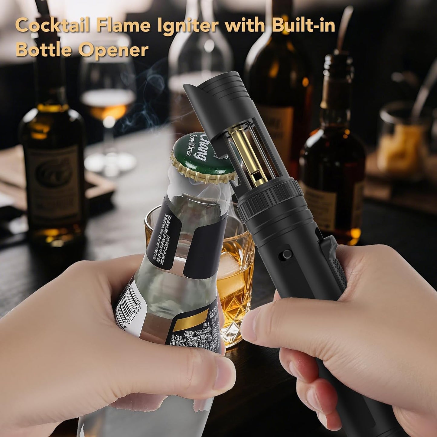 Semlos Butane Torch Lighter, Mini Blow Torch- 360° All-Direction Use, Adjustable Continuous Jet Flame, Torch Lighter with Bottle Opener for Home Cooking, Outdoor Camping & DIY Projects