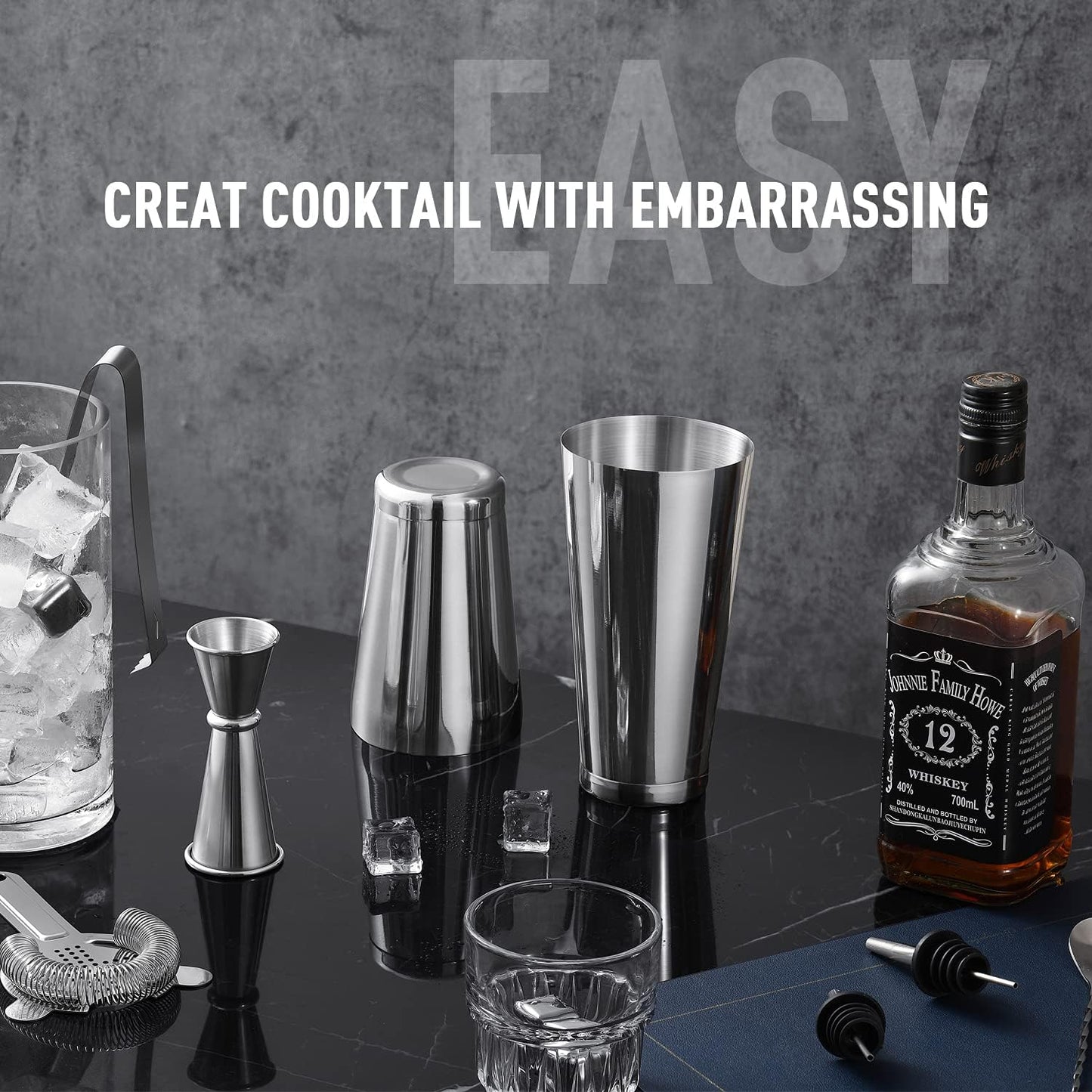 Professional Bartender Kit | 24-Piece Complete Cocktail Set with Stylish Portable Bag | Bar Set for Home, Work, Parties, Camping