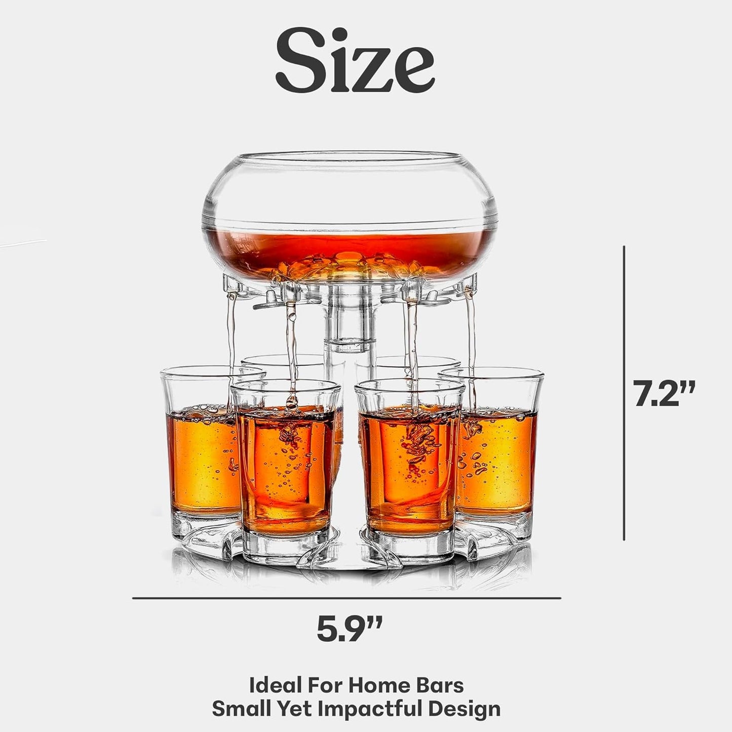 Shot Glass Dispenser And Holder - Party Drink Set For Liquor With 6 Glasses, Cool Glass Shots Game Accessories, Cute Of Fountains Fun 6x Pourer Bar Stuff, Unique 21 Birthday Parties Machine