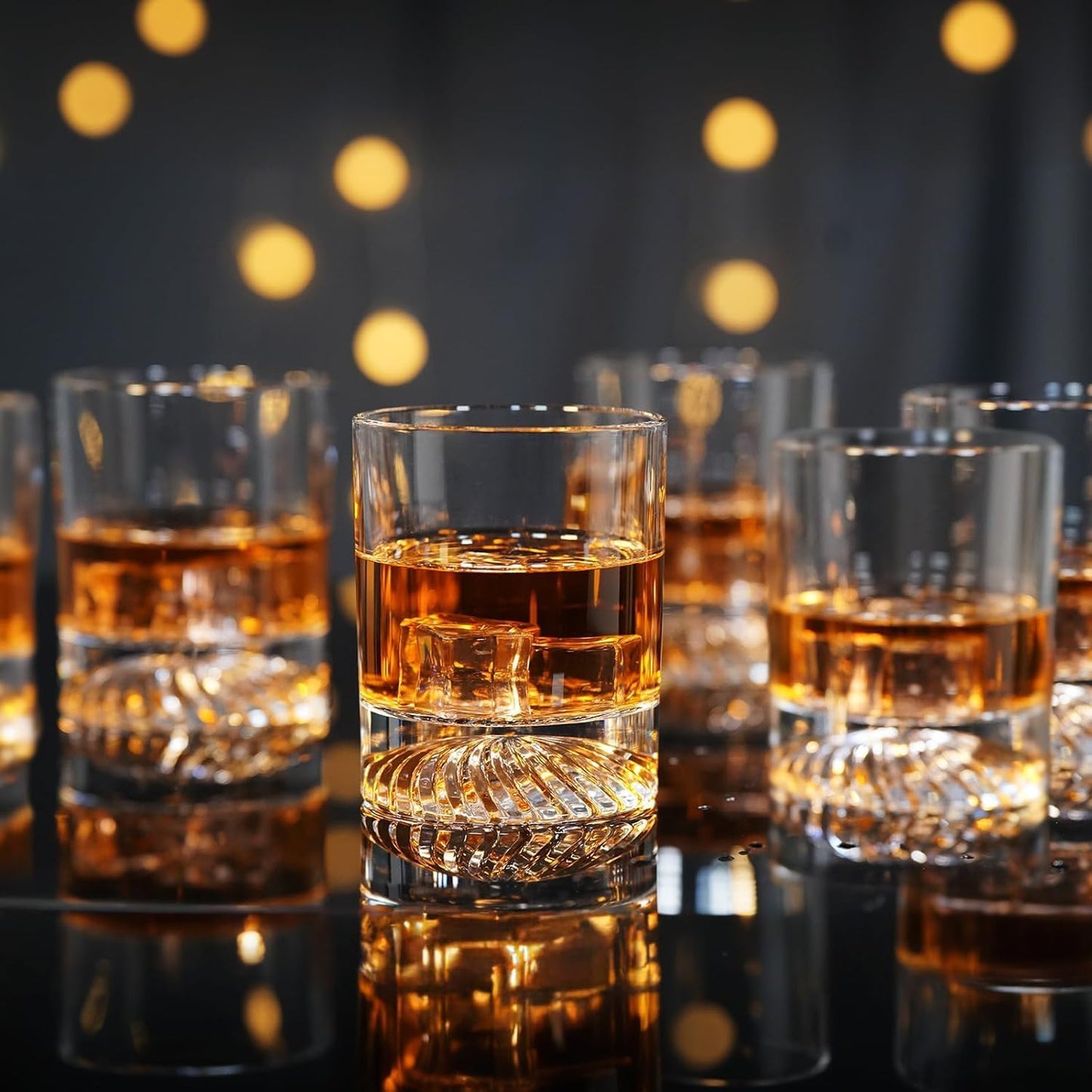 KITNATS Hand Blown Crystal Old Fashioned Whiskey Glasses Rocks Glasses Drinking Cocktail Bourbon Scotch Rum Vodka Liquor 12 OZ - set of 6 Gifts for Men