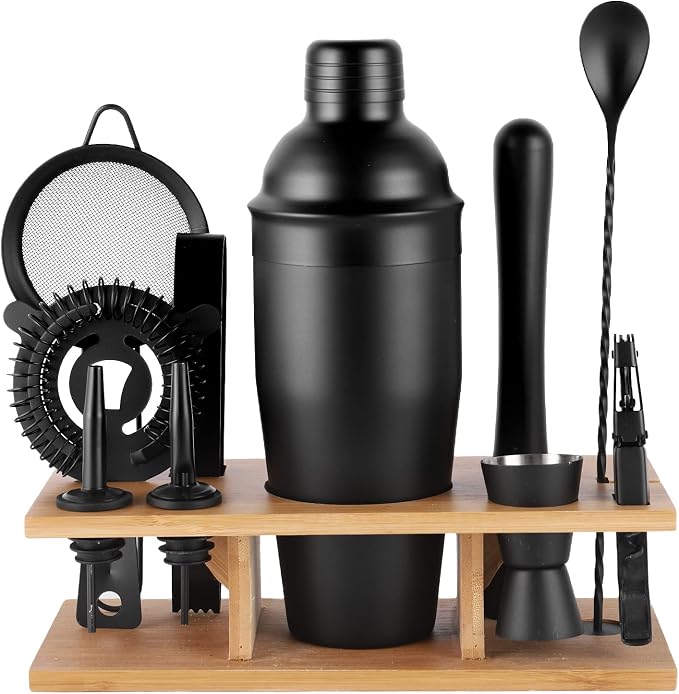 JNWINOG Shakers Bartending, 11Pcs-Cocktail Shaker Set Gold Drink Mixer with 25oz Martini Shaker,Muddler,Bar Spoon and More Professional for Home and Bartender.(Gold) - B09JNBZ5QD