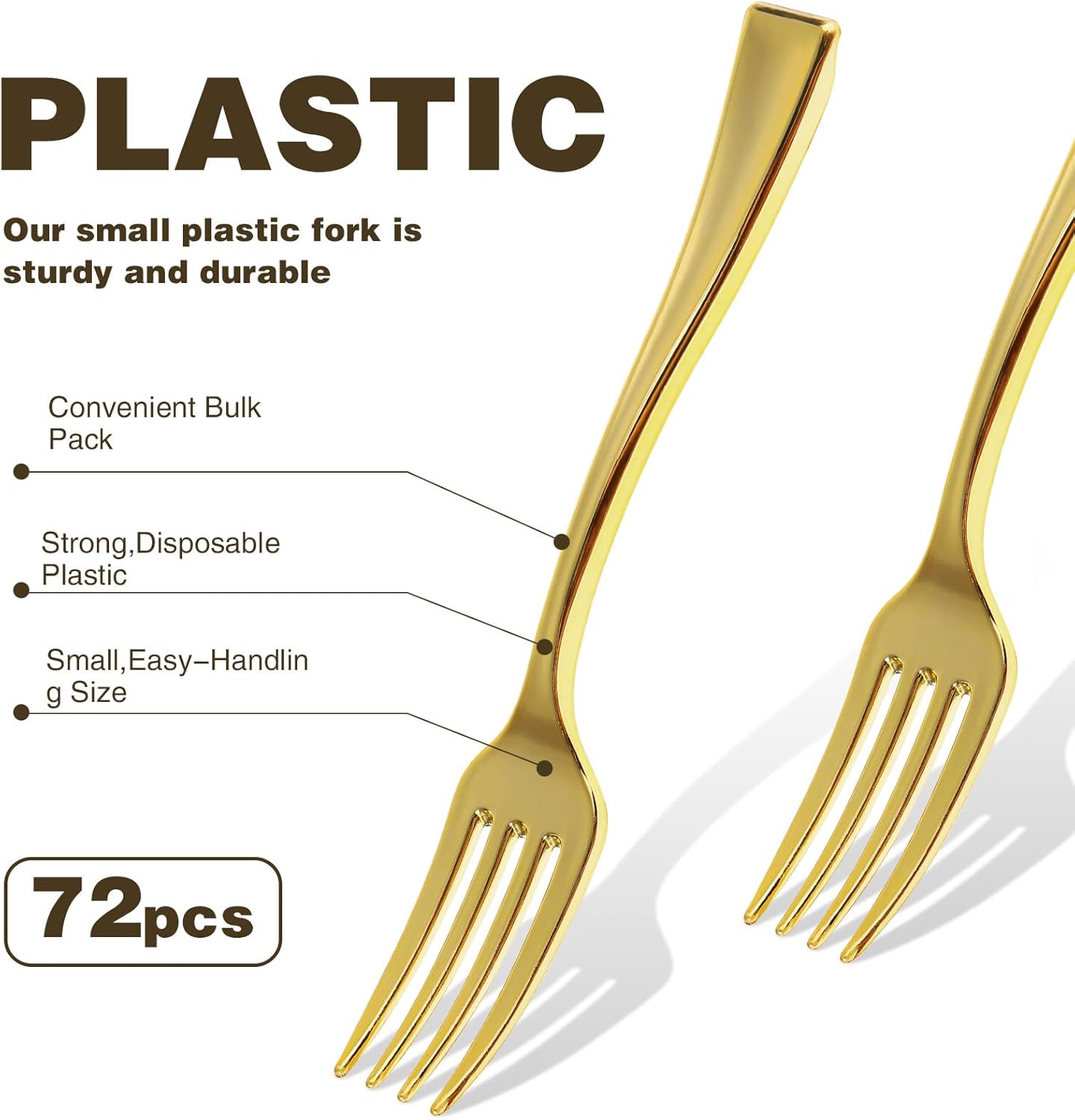 Therwen 184 Pcs Gold Serving Utensils Set 72 Plastic Appetizer Forks 100 Cocktail Toothpicks 12 Stainless Steel Tongs Charcuterie Utensils for Family Festival Party Weddings Appetizers Desserts