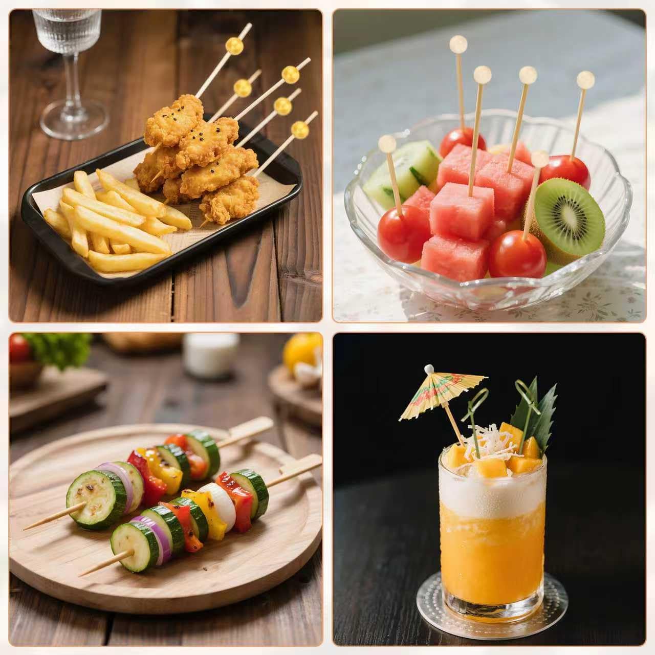 500PCS Cocktail Picks Bamboo Skewers for Appetizers, Fancy Toothpicks for Appetizers, 4.7" Eco-friendly Natural Bamboo Cocktail Sticks for Party Drinks Food, Charcuterie Boards Accessories