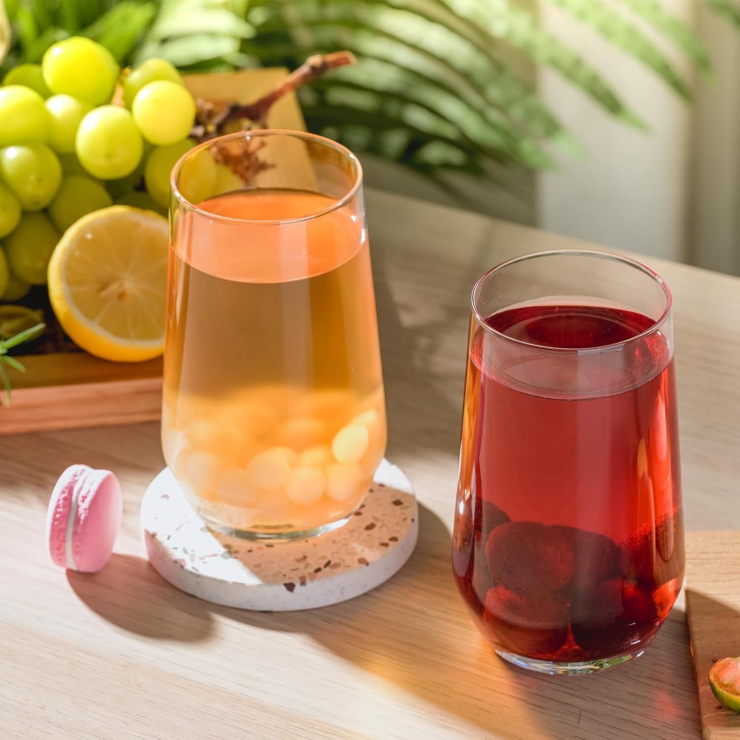Wlasss Drinking Glasses Set of 4, 16.4 oz Clear Glass Tumbler, Water Glasses for Beer, Juice, Mojito, Iced Tea, Dishwasher Safe Glassware,Gifts