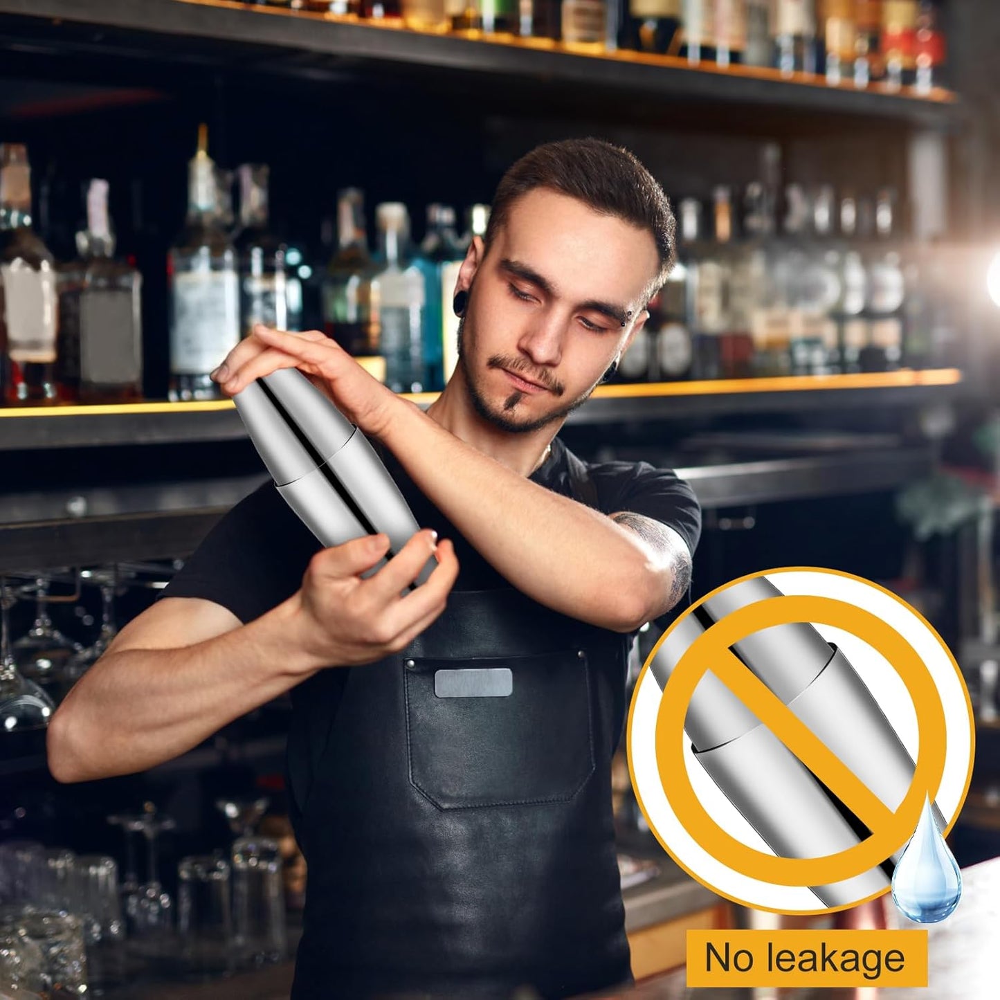 Zhehao 24 Pcs Silver Cocktail Shaker Professional Bar Boston Shaker Set Stainless Steel Martini Shake Drink Mixer Basic Tool Weighted Shake Metal Can Bartending Tins for Beginner, 18oz, 28oz
