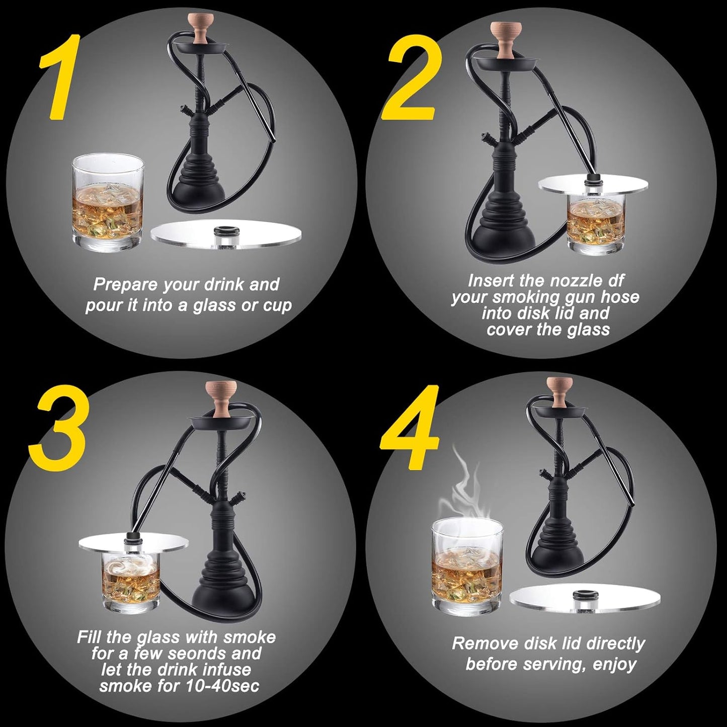 6 Pieces Smoking Gun Cup Covers Infuser Lids Cocktail Drinks Covers Smoking Gun Accessories for Wine Cups Goblet Glasses Tumblers Mugs Bowls Diameter Below 4. 7"