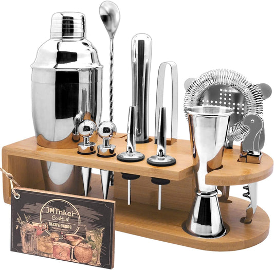 Cocktail Shaker Set with Stand Mixology Bartender Kit|Bar Tool for Drink Mixing, Cocktail Shaker Bar Accessories for Home Bar Set, Perfect for Apartment Essentials and House Warming Gifts New Home