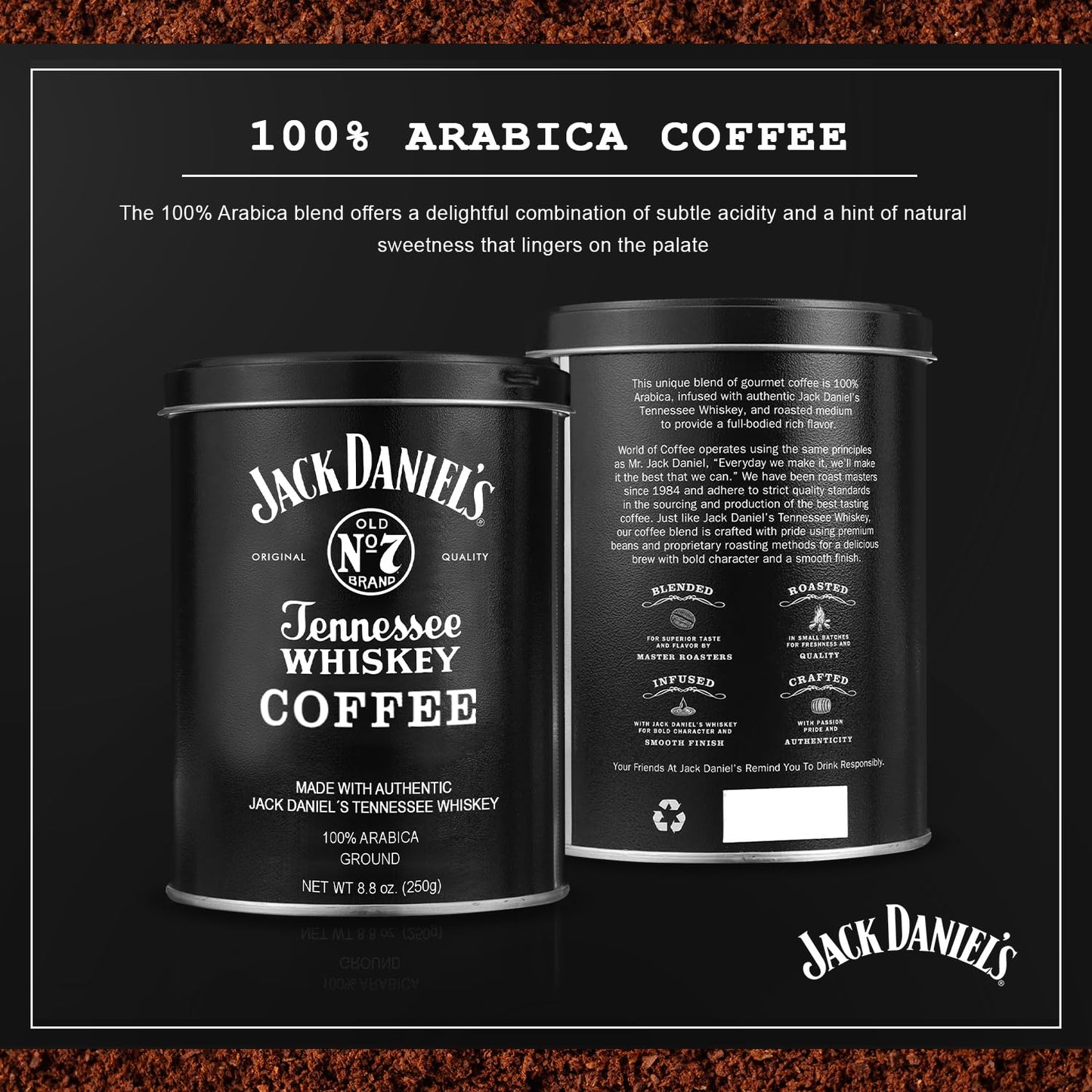Parkway Gifting Co. Jack Daniel’s Tennessee Whiskey Coffee 8.8 oz – Made of 100% Arabica Ground Medium Roast Infused with Authentic Jack Daniel's, Perfect Father's Day & Holiday Gift Set