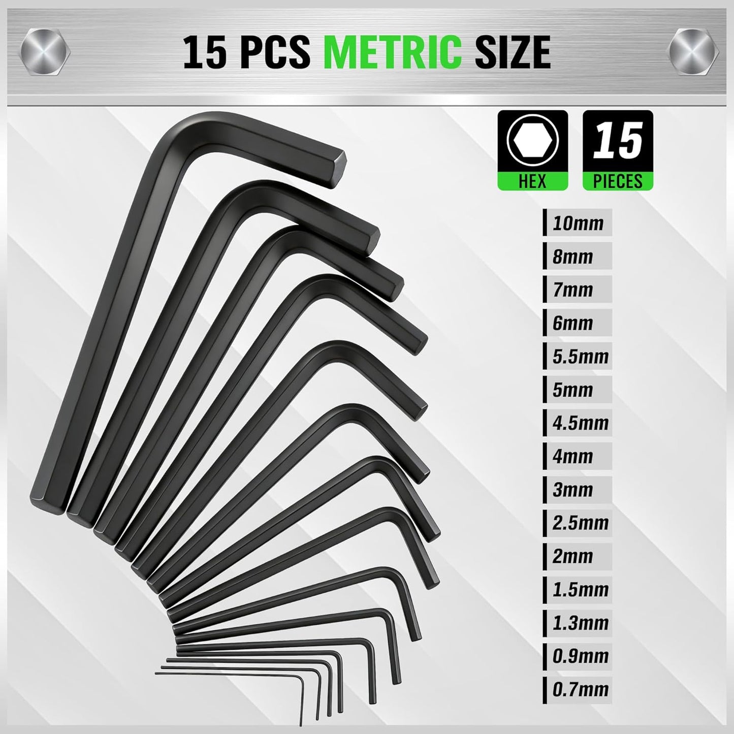 SWANLAKE GARDEN TOOLS 32-Piece Hex Key Allen Wrench Set, SAE and Metric Allen Keys MM(0.7mm-10mm) SAE(0.028"-3/8), L Shape, Chrome Vanadium Steel, Easy Organization
