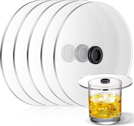 6 Pieces Smoking Gun Cup Covers Infuser Lids Cocktail Drinks Covers Smoking Gun Accessories for Wine Cups Goblet Glasses Tumblers Mugs Bowls Diameter Below 4. 7"