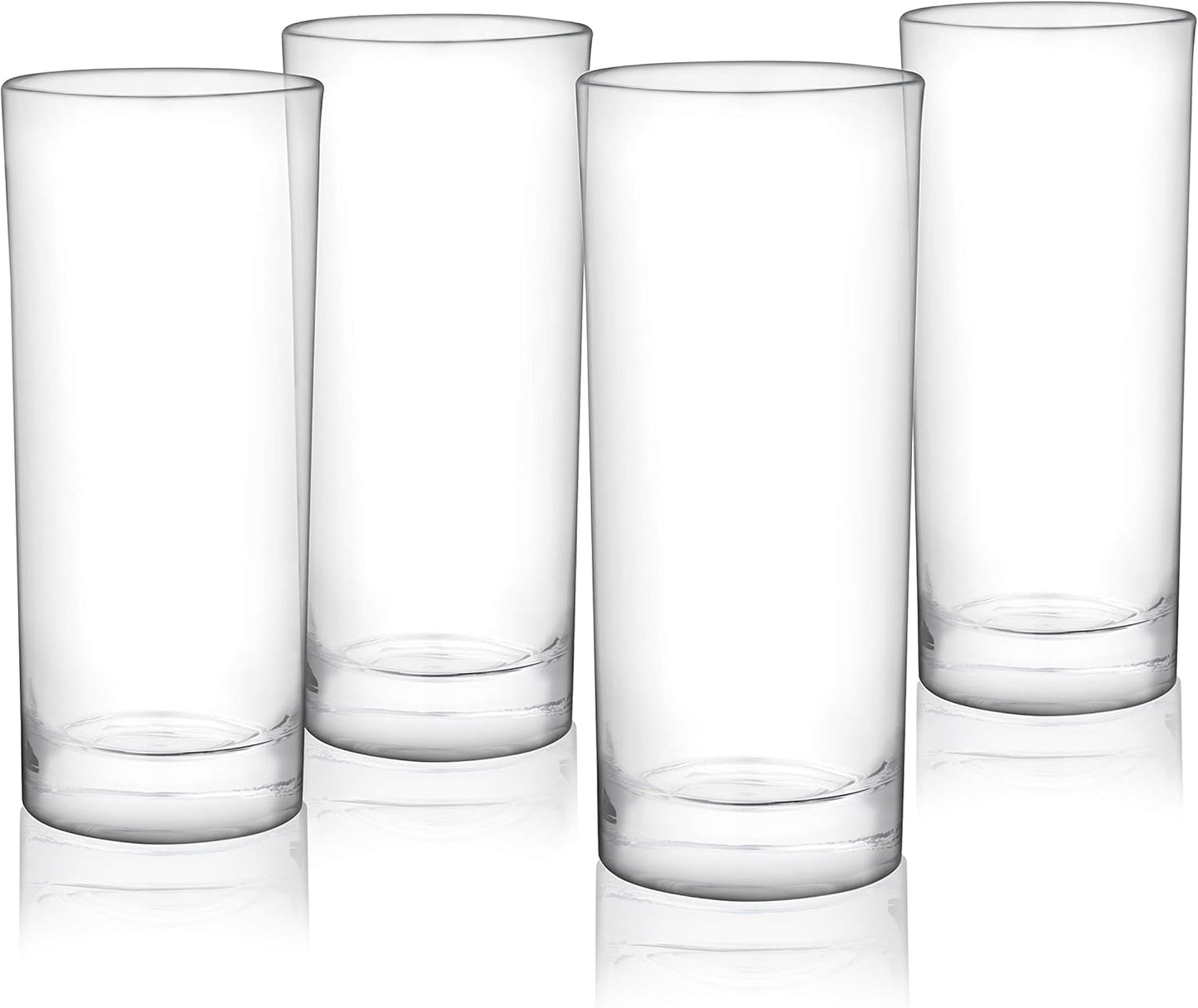 True Highball Glasses, Tall Glass Tumbler for Cocktails, Mojito Iced Tea Juices, Soda Water Drinking Cups, Kitchen Glassware, Home Bar, 11 oz Set of 4