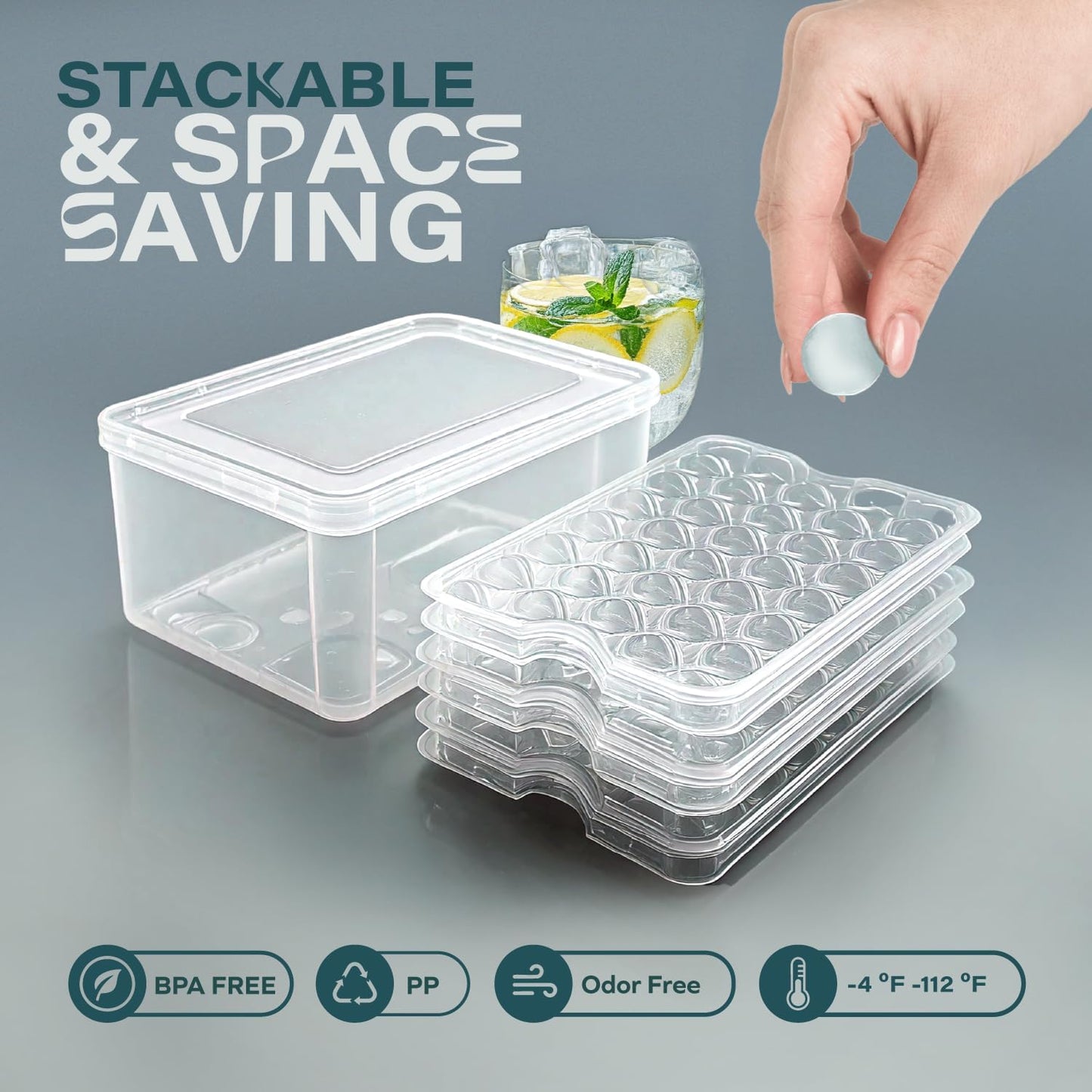 Premium Durable Round Cute Ice Ball Mold – Stackable Plastic Ice Maker for Cocktails & Water Bottles – Ultimate Ice Mold for Perfectly Cool Ice Drinks!