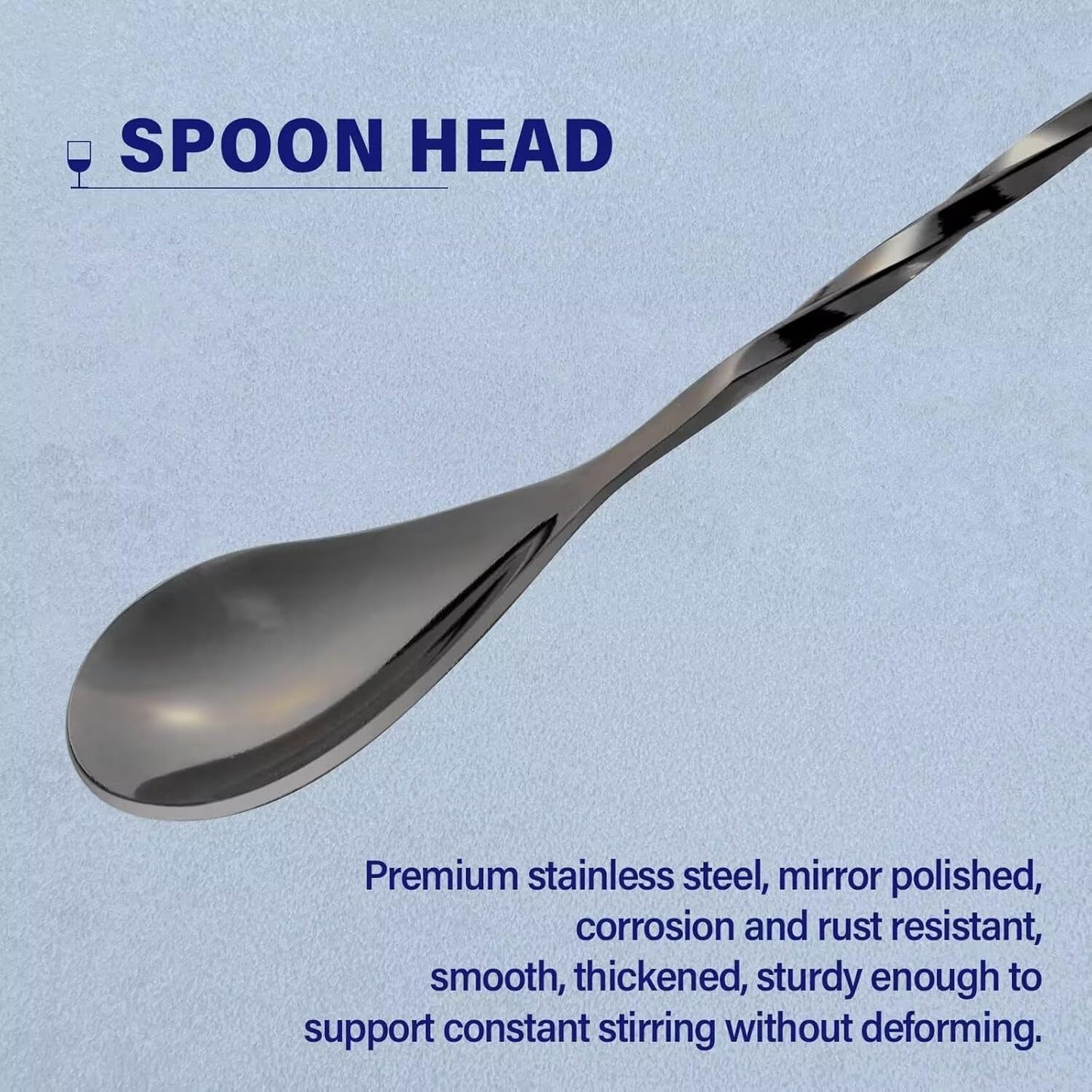Homestia Bar Mixing Spoon, Muddler 12 Inch (30cm) Bar Spoon with Muddler Tip Cocktail Stirrer - Plated Stainless Steel Cocktail Mixing Spoons for Professionals Stirring (Black)