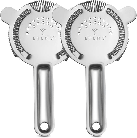 Etens Cocktail Strainer 2 Pack, Bulk Bar Strainers for Bartending, Martini Strainer for Boston Shaker Mixing Glass, Bartender Hawthorne Strainer w/Removable Spring – Bar Supplier for Restaurant
