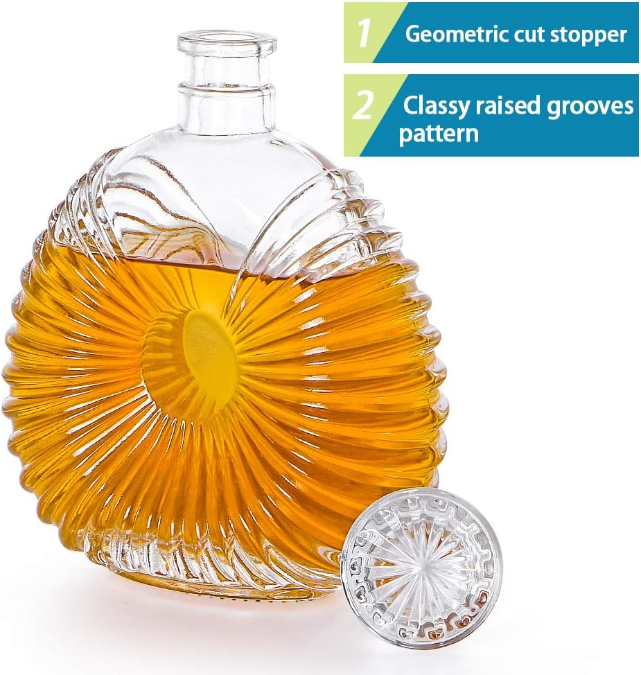 MDLUU Liquor Decanter, Glass Decanter with Airtight Stopper, Decanter Bottle for Whiskey, Brandy, Scotch, Bourbon 24oz/700ml
