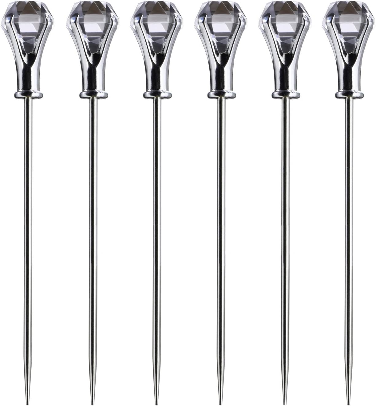 Prodyne GS-7-B Happy Hour black with Diamond Head martini Picks Garnish Server (Set of 6), Clear