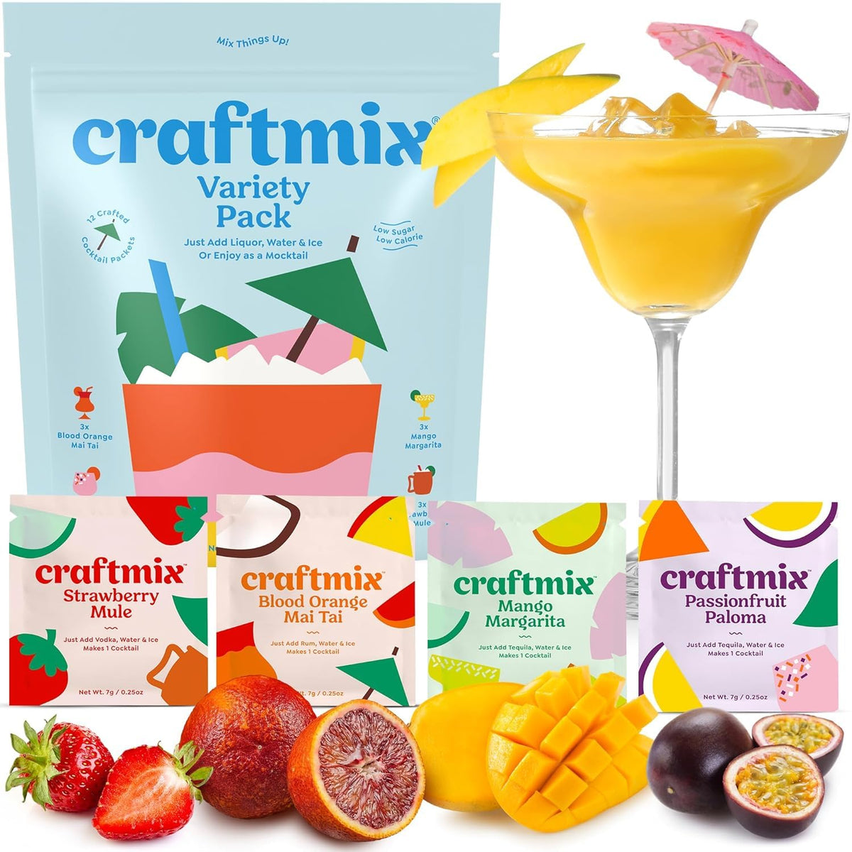 Craftmix Variety Pack Cocktail Mixers & Mocktail Drink Mix, 12 Pack - Variety / Pack of 12