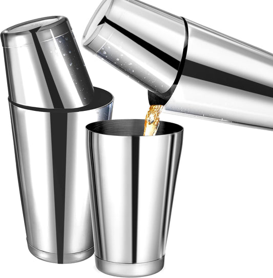 (2 Pack) Boston Cocktail Shaker, Drink Mixing Set (18oz & 28oz) Weighted Stainless Steel Shaker Tins, Cocktail & Martini Mixed Drink Shakers, Essential & Professional Bar Tools For Bartending