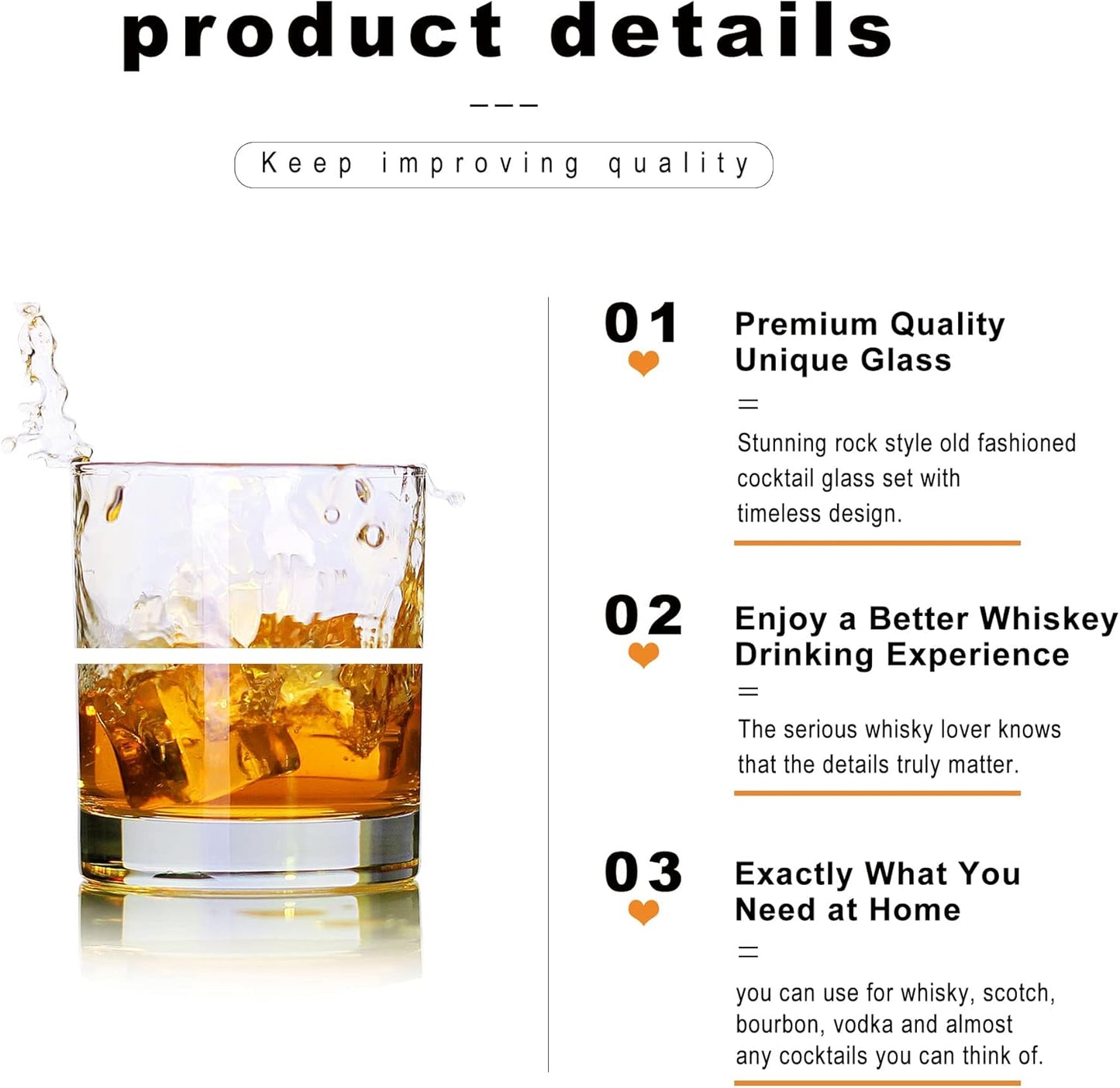 LUXU Premium 11oz Scotch Glasses - Old Fashioned Set of 4, Perfect for Bourbon, Rum & Scotch Lovers