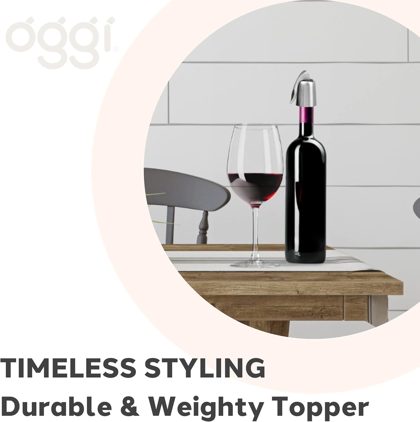 Oggi Bottle Stopper, Lever, Stylish Wine Topper (7653.)