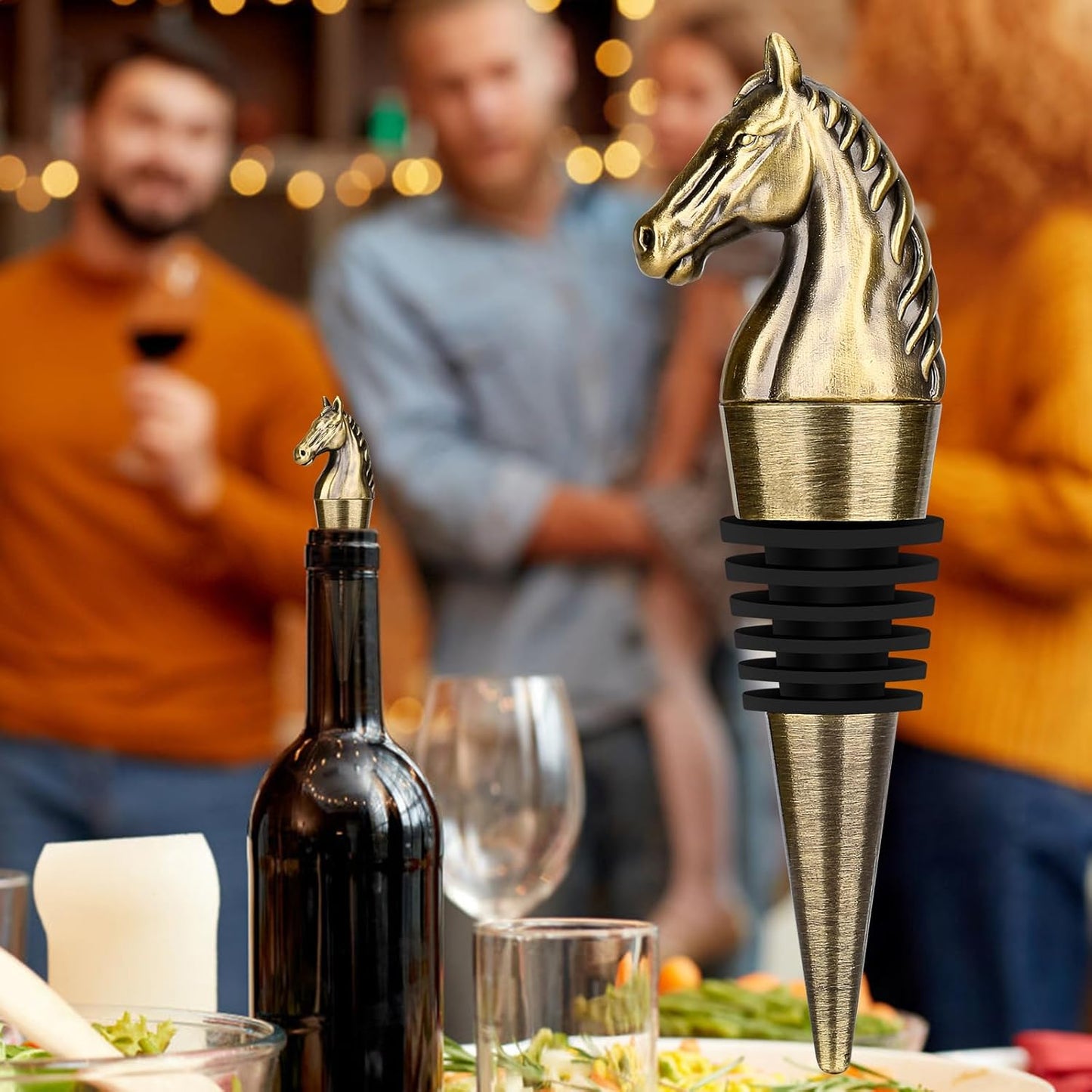 Horse Head Wine Stopper, Horse Wine Gifts Birthday Gifts for Men Women, Bottle Stoppers for Wine Champagne, Bronze with Gift Box