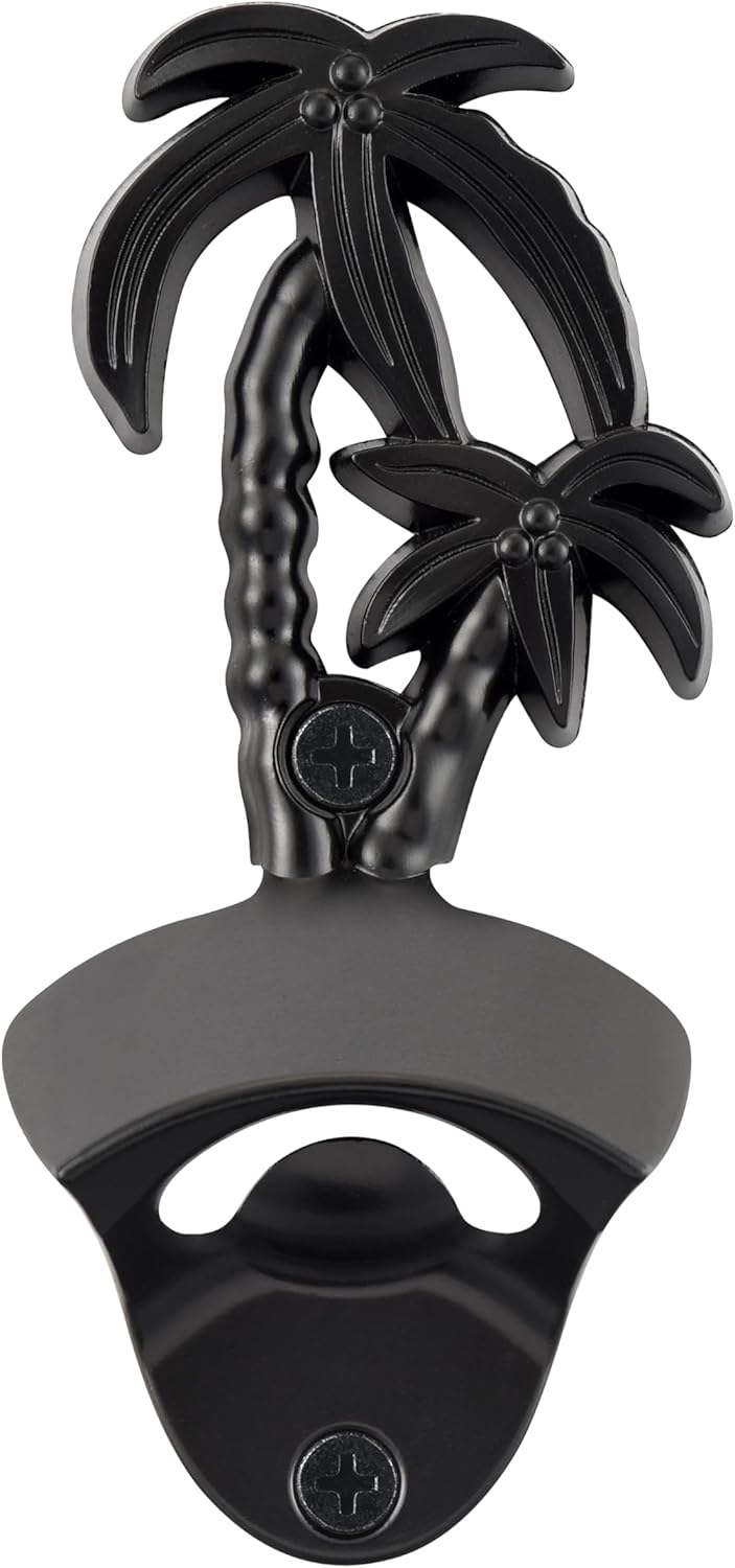 Black Palm Tree Bottle Opener Wall Mount Beer Cap Opener Stainless for Beach Theme