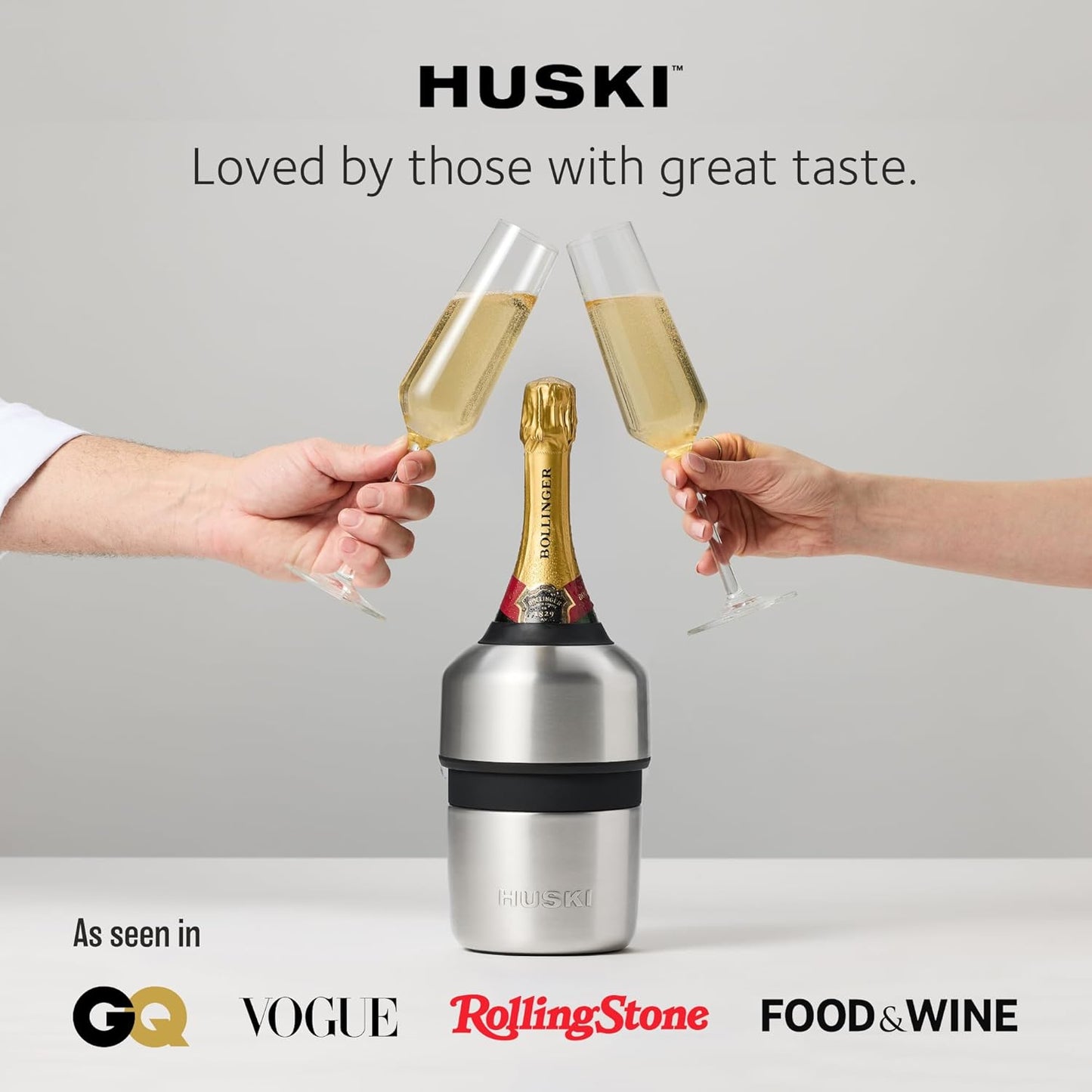 Huski Champagne Chiller | NEW | Award-Winning Iceless Design with Detachable Bottle Stopper | Keeps Wine Cold up to 6 Hours | Fits most 750ml Champagne, Prosecco & Sparkling Wine Bottles (White)