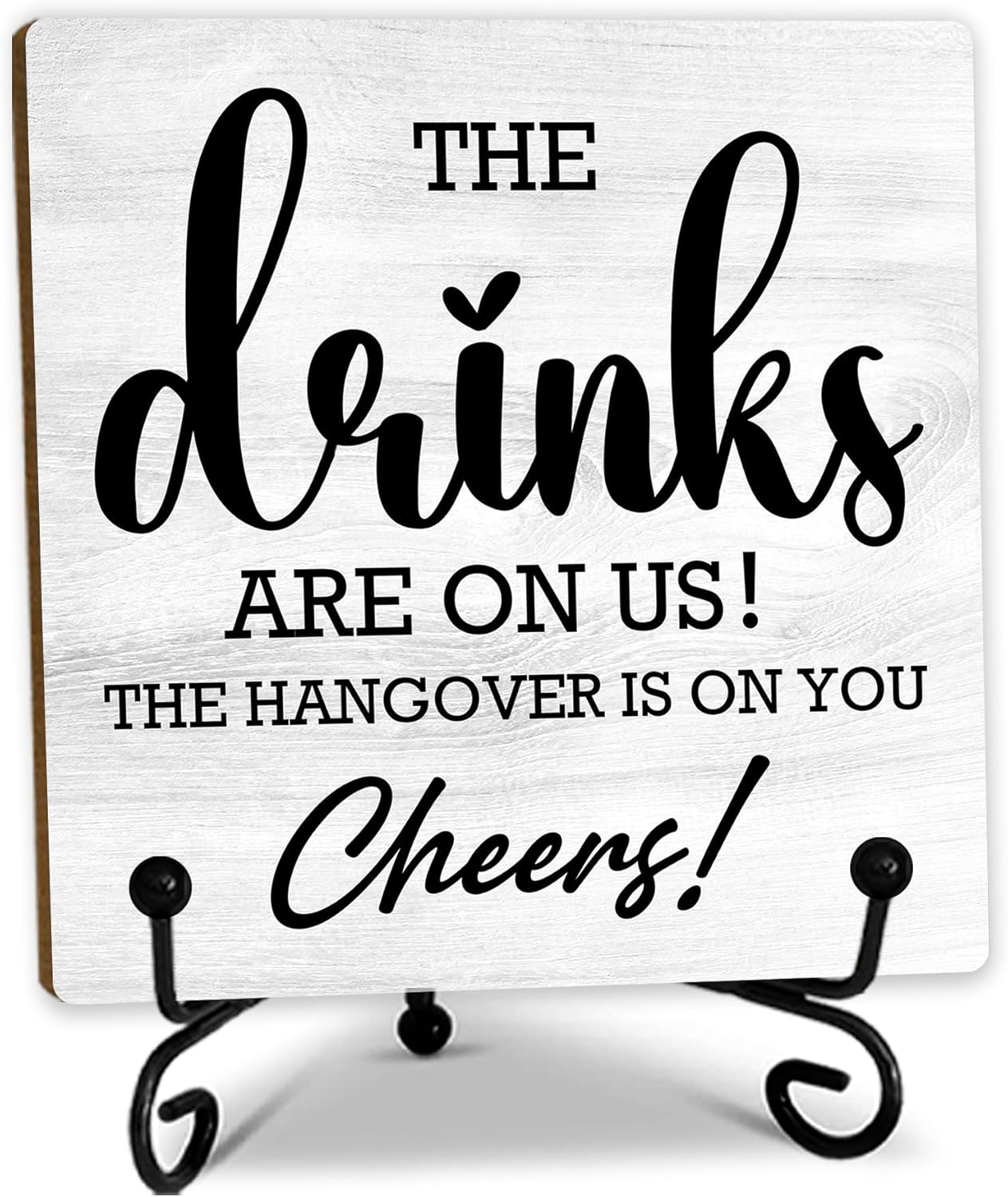 5“ Bar Decorations for Homer, The Drinks Are On Us! Cheers! Kitchen Desk Table Decoration, Home Bar Decor Accessories, Bar Signs for Home Bar Decor.