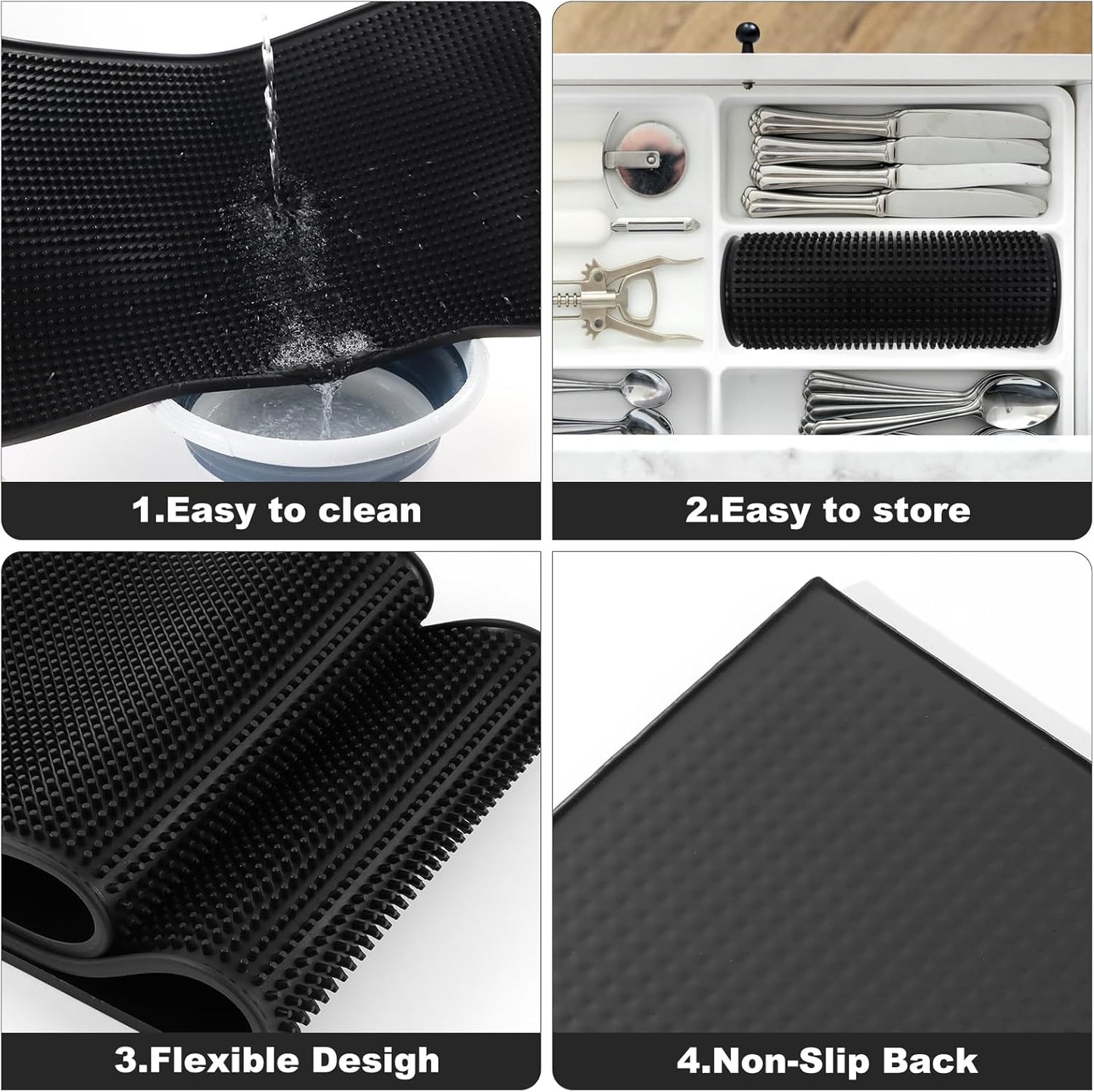 1 Pack Bar Mat, Dish Drying Mat, Large 31.5in x 12in Rubber Thick Durable Service Bar Mat for Home Kitchen Countertop Mat, Espresso Coffee Bar Mat, Black