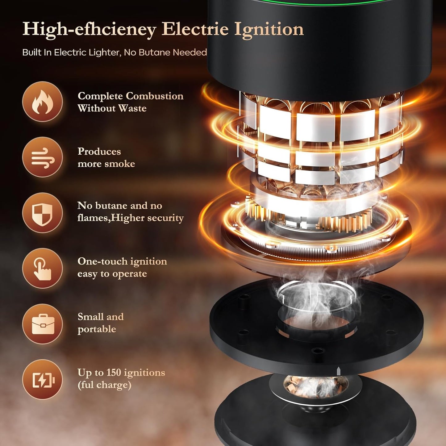 Electric Whiskey Smoker Kit-Rechargeable Cocktail Smoker Set with 6 Wood Chips-Unique Bourbon Ideal Christmas, Birthday, Valentine's Day Gift,Gifts for Men, Dad, Husband