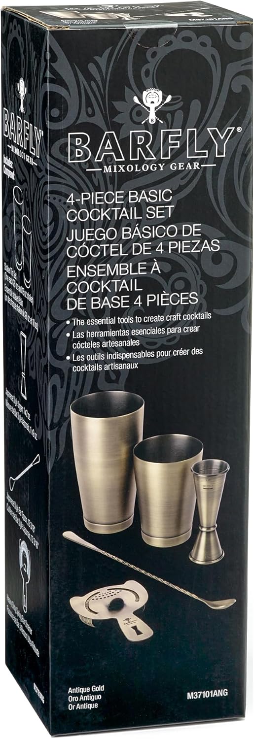 Barfly Basics Cocktail Set, 5-Piece, Antique Gold