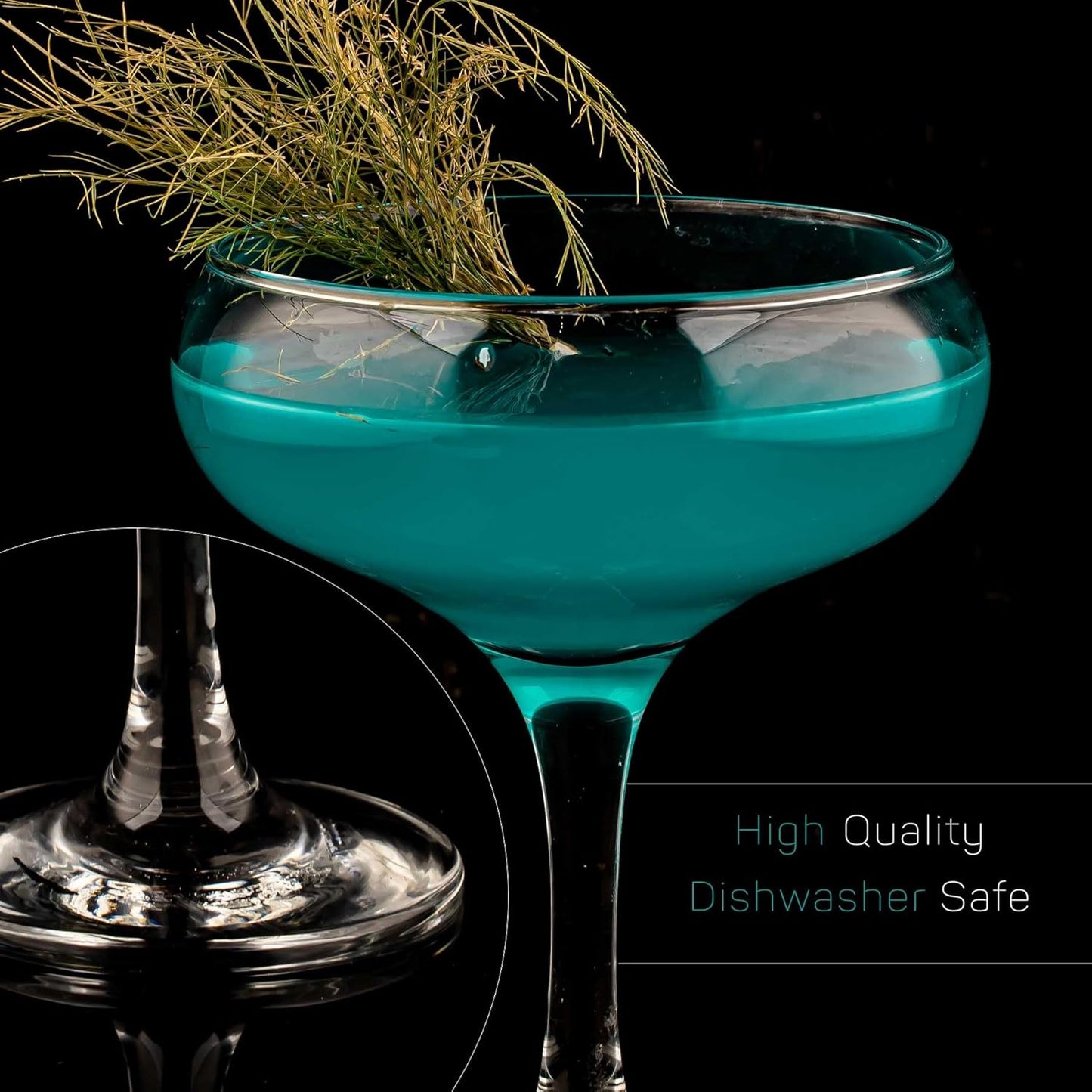 Champagne Cocktail Glasses Set of 2, Elegant Coupe Cocktail Glasses, Martini Glasses, Long Stem Glassware (2 Pcs (9oz/270ml))
