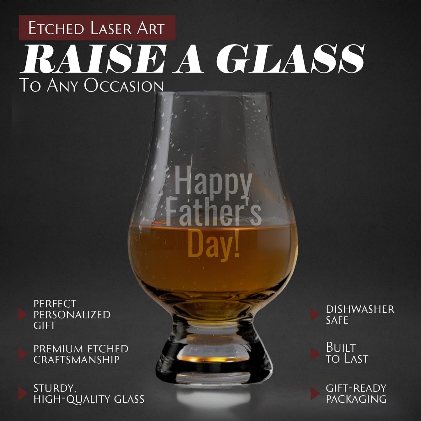 Etched Laser Art Personalized Etched 6.5oz Crystal Whisky Glass Customized For Any Occasion, Custom Engraved Whiskey Glass, Birthday Gifts,Wedding Gifts Compatible with Glencairn Accesories