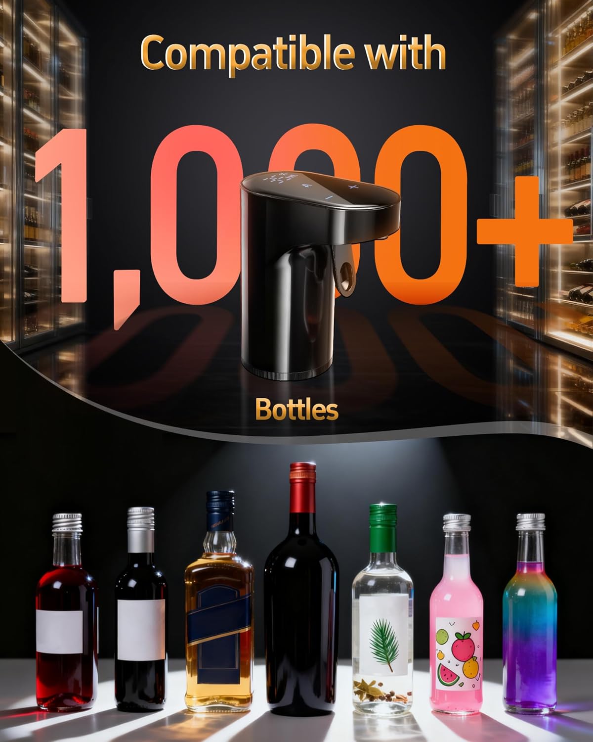 Mothers Day Gift Essential,5-in-1 Electric Wine Decanter & Smart Liquor Dispenser,Automatic Aerator&Pourer with 1-999ml Precision Dosing | Gift for Mom,Women,Dad,Wine&Whiskey Lovers,Birthday (Black)