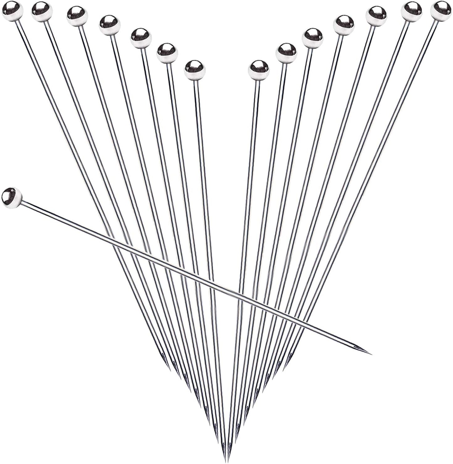 SOGEWO 6" Stainless Steel Cocktail Picks, Reusable Metal Toothpick, Martini Toothpicks for Olives, Fruit Stick Toothpicks, Appetizers Sandwich Fruit Picks (6Inch, Set of 15)