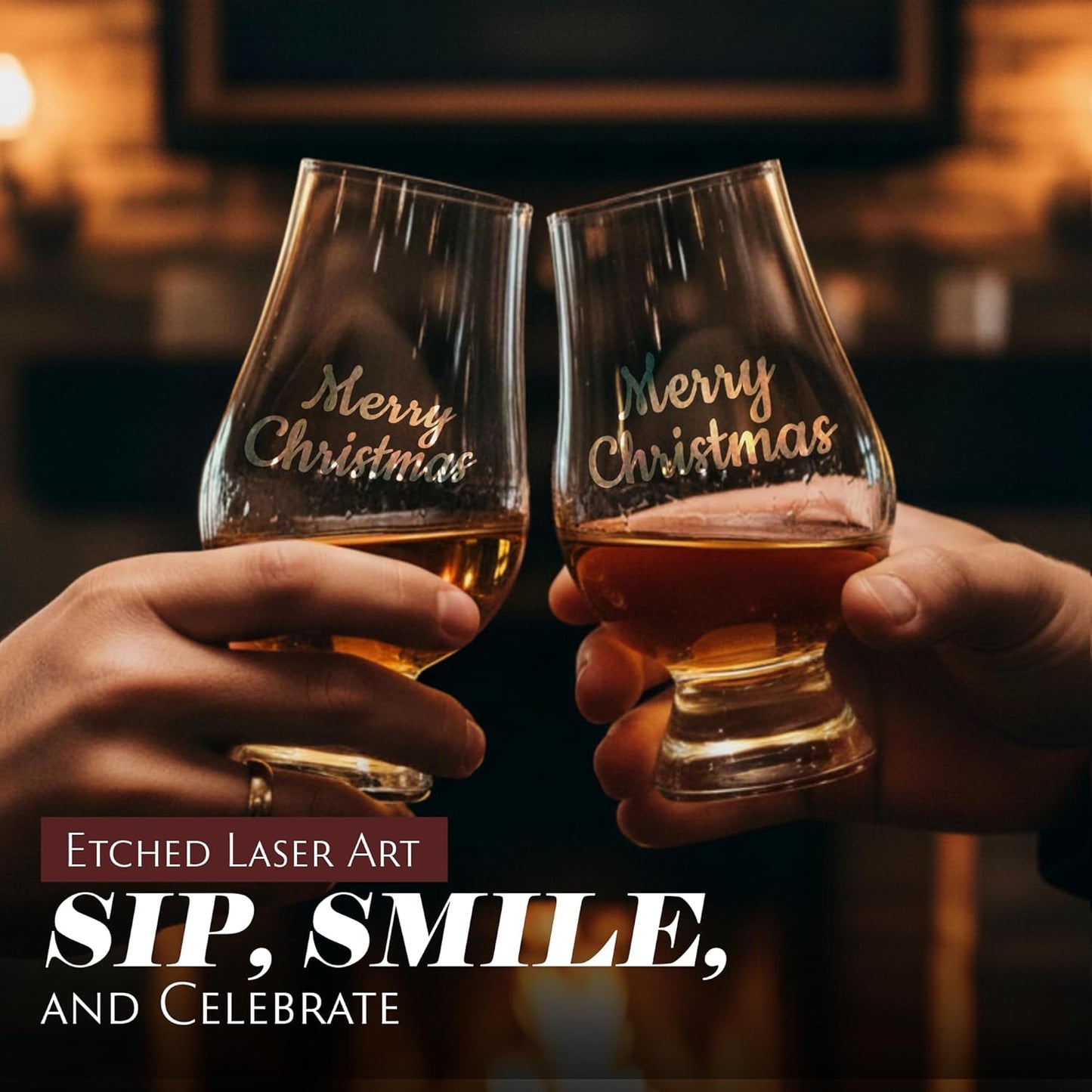 Etched Laser Art Personalized Etched 6.5oz Crystal Whisky Glass Customized For Any Occasion, Custom Engraved Whiskey Glass, Birthday Gifts,Wedding Gifts Compatible with Glencairn Accesories