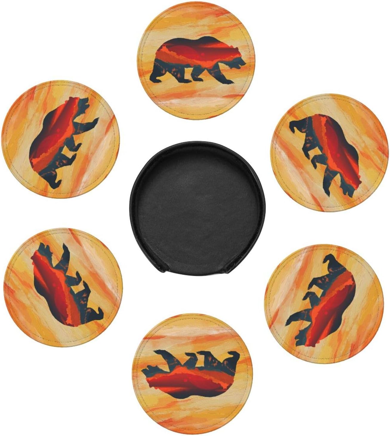 Bear Mountain Coasters Set 6 for Drinks Coffee Table Gifts Home Decor 3.9 Inches