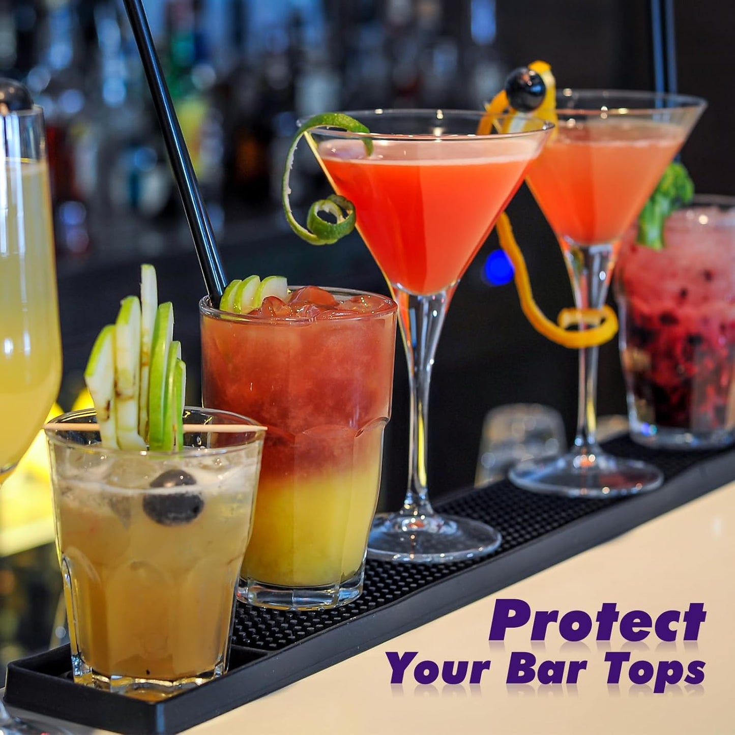 Bar Mat Non-Slip Rubber Bar Mats for Countertop Bartending Bar Service Spill Matt Bar Restaurant Table Drink Mat for Barber Station Hair Salon (24 x 3 in)