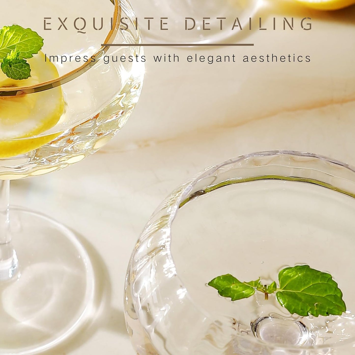 Lysenn Coupe Glasses Set of 4 - Premium Hand Blown Martini Glasses - Perfect for Cocktail and Champagne – 8.45 oz, Clear
