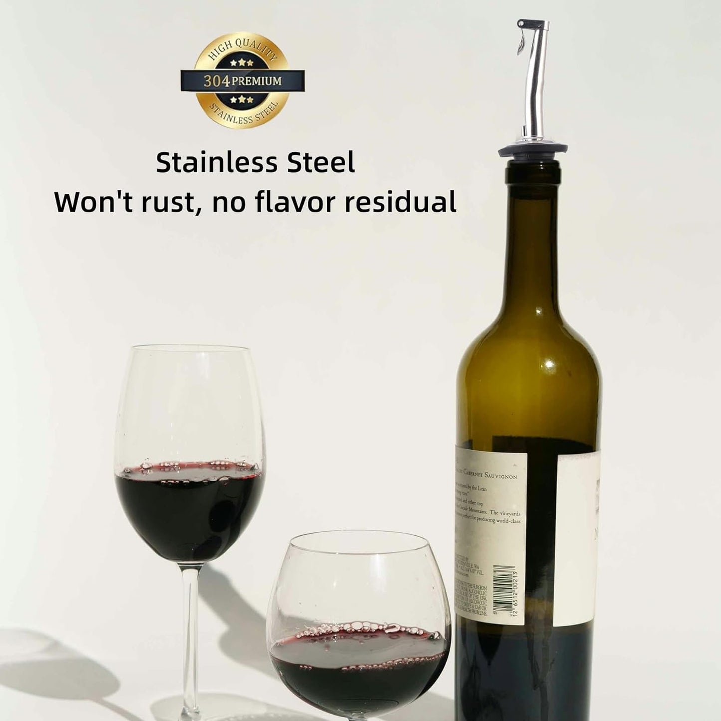 7-Piece Stainless Steel Flip Top Oil Pour Spouts with Funnel - Leakproof Speed Pourer Nozzles for 3/4" Bottles | Universal for Olive Oil, Vinegar & Liquor