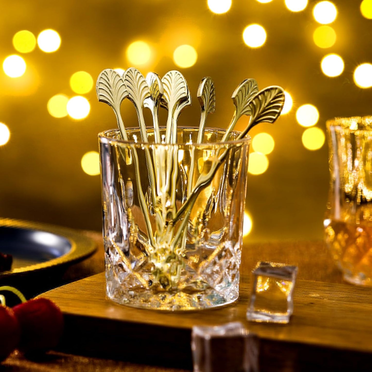 Chengu 8 Pcs Gold Art Deco Cocktail Picks 5 Inch Stainless Steel Cocktail Skewers for Drinks Martini Sticks for Barware Accessories, Dinner Party, Movie Night