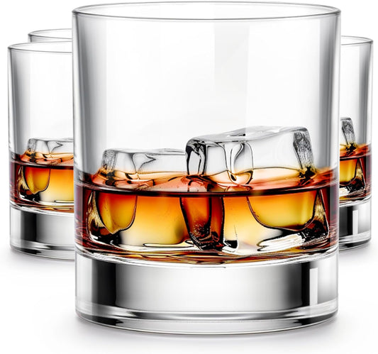 LUXU Premium 11oz Scotch Glasses - Old Fashioned Set of 4, Perfect for Bourbon, Rum & Scotch Lovers