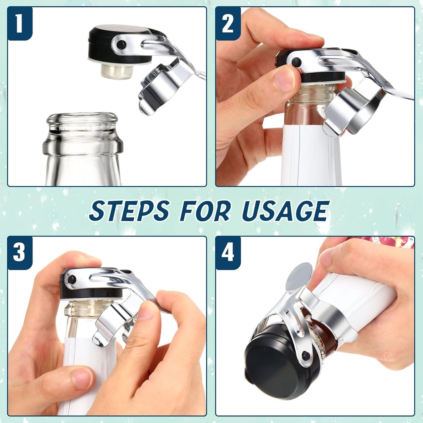 Stainless Steel Champagne Stoppers 2.71 x 1.93 Inch Wine Bottle Stoppers Sealer Reusable Champagne Cork Bottle Plug Beverage Bottle Stopper for Keeping Wine Fresh(12 Pieces)