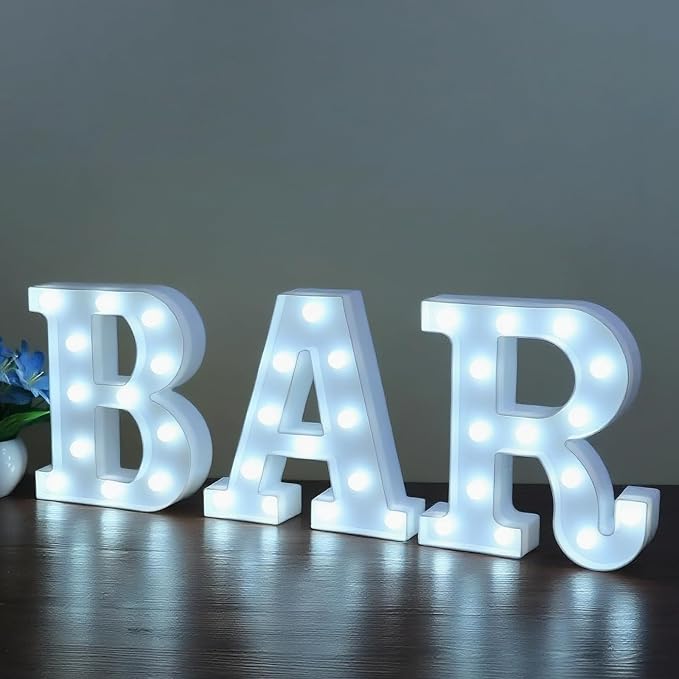 Pooqla BAR Sign for Home Bar Decor, Warm White LED Light Up Bar Sign - B0FC658S1K
