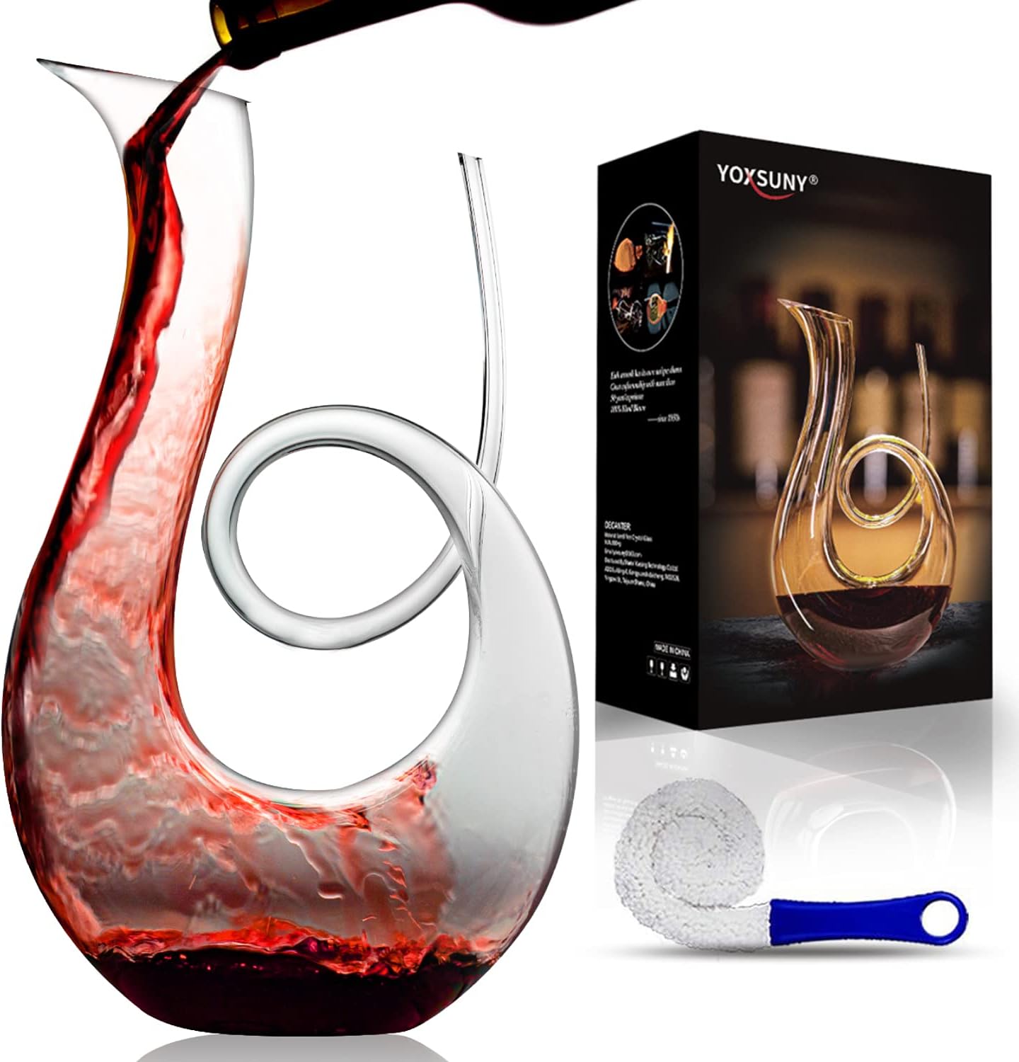 Wine Decanter Upgraded Swan wine Decanters 1.7L Hand-Blown Crystal Carafe-Enhances Red Wine Flavor, Lead-Free & Elegant Design,Gift for Wine Connoisseurs.