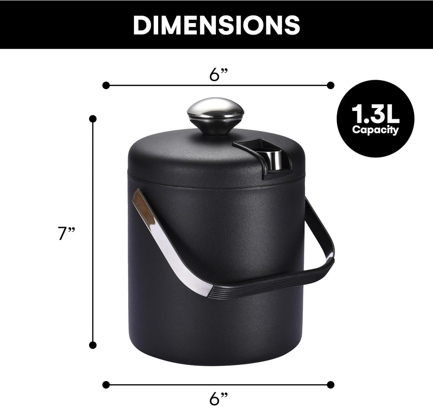 flybold Small Ice Bucket for Parties - Ice Bucket with Lid for Cocktail Bar - Double Walled Ice Container - Portable Chiller Bin Basket - Insulated Wine Buckets for Indoor or Outdoor - Ice Cube Holder