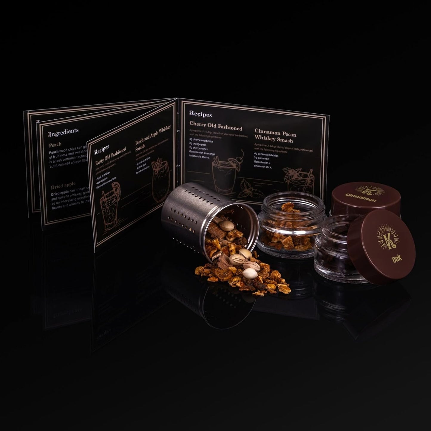 DIY Whiskey Gifts for Men - DIY Whiskey Infusion Set - Whiskey Making Kit - Decanter Set with Botanicals & Wood Chips - Bourbon Decanter & Birthday Gifts for Men