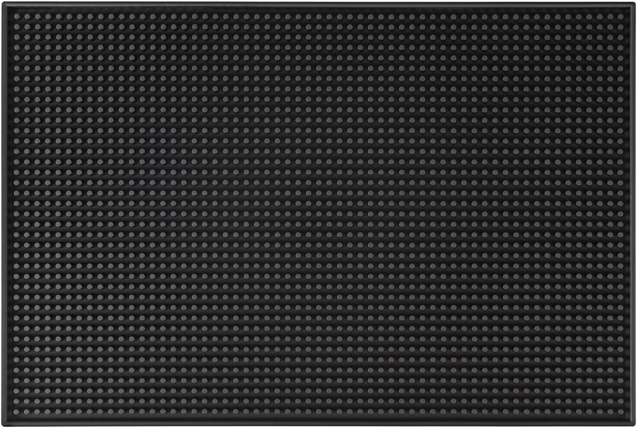 Bar Mats Countertop Coffee Mat for Home Bar, Service Spill Mat for Cocktail Bartender Kitchen, Counter Top Cup Glasses Dish Drying Mat, Hairdressing Tool Protective pad.Black, 18"x12"Easy to Clean